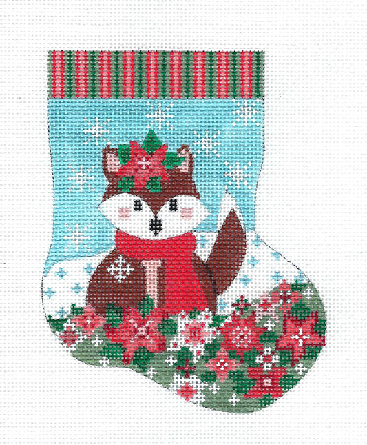 Mini Stocking ~ Baby RED FOX Mini Stocking handpainted Needlepoint Canvas by CH Designs ~ Danji