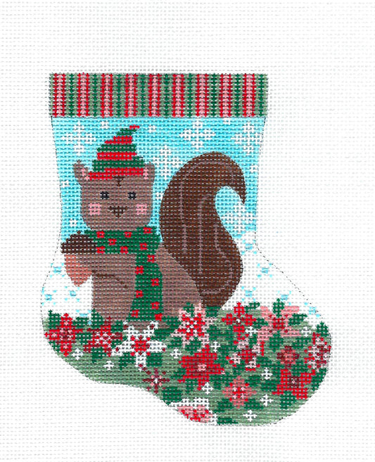 Mini Stocking ~ Baby Squirrel Mini Stocking handpainted Needlepoint Canvas by CH Designs ~ Danji