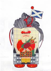 Canvas ~ Scottish Bagpiper Santa ~ 2 Canvas SET ~ with STITCH GUIDE handpainted Needlepoint Canvas by Kathy Schenkel
