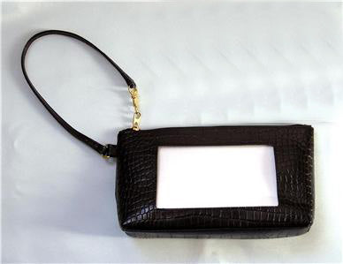 Accessory ~ Wrist Bag Purse Black Textured Leather BAG 44 for Needlepoint Canvas Insert by LEE