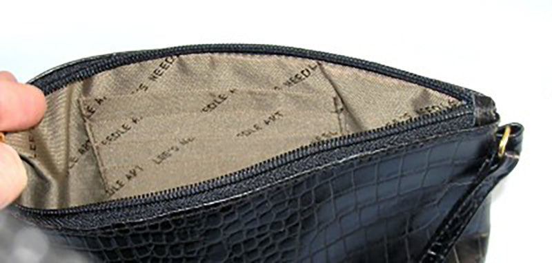 Accessory ~ Wrist Bag Purse Black Textured Leather BAG 44 for Needlepoint Canvas Insert by LEE