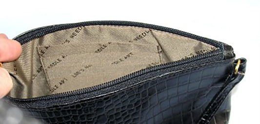 Purse ~ Premium Black Leather Classic Bag Purse BAG 47 for Needlepoint  Canvas Insert by LEE ~ RETIRED