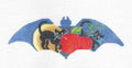Halloween ~ 2 Black Cats on a Bat handpainted Needlepoint Ornament Canvas by Kelly Clark