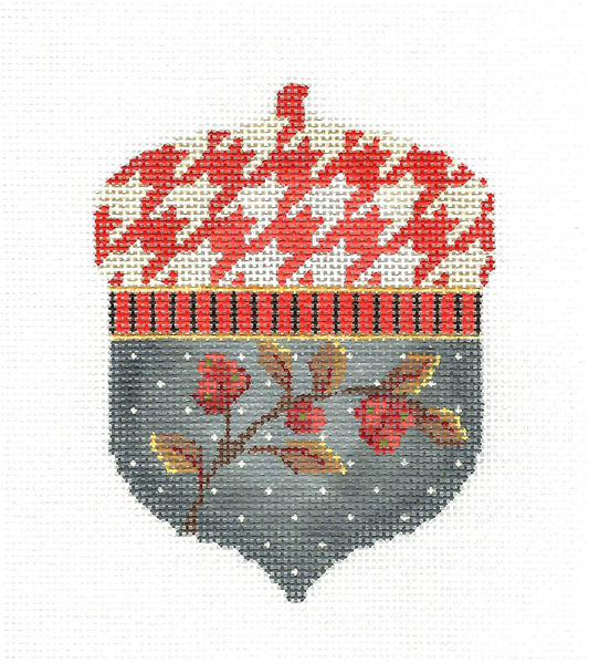 Kelly Clark Acorn ~ Berry Branch Autumn Acorn handpainted Needlepoint Ornament Canvas by Kelly Clark