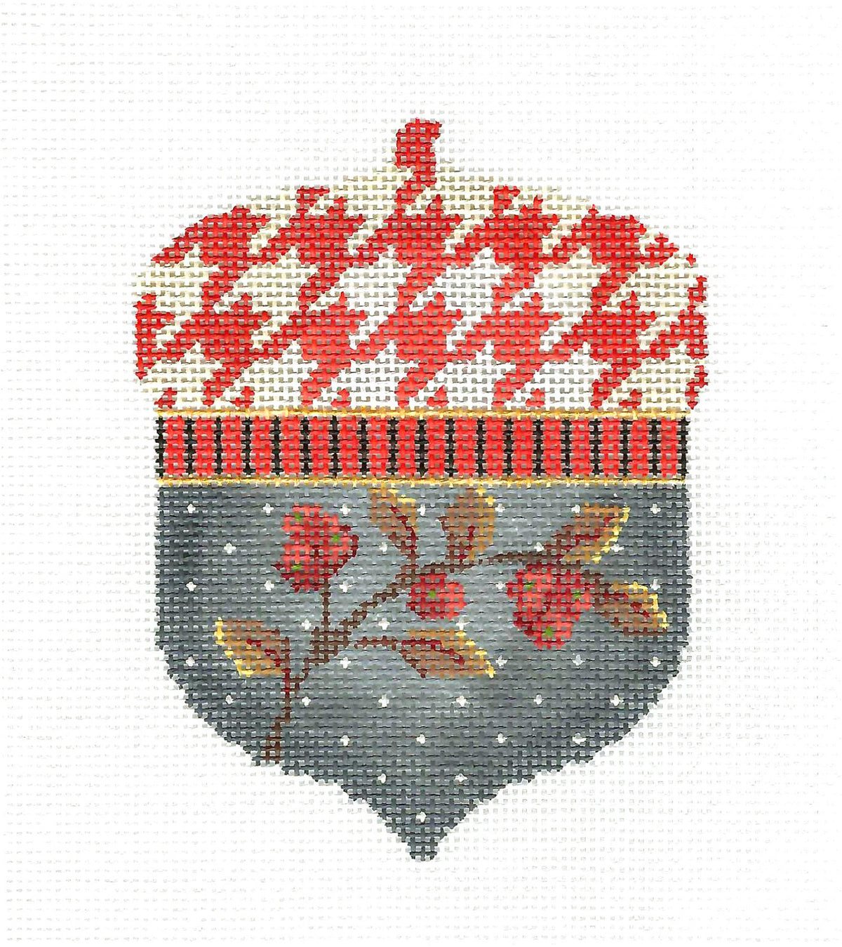 Kelly Clark Acorn ~ Berry Branch Autumn Acorn 18 Mesh handpainted Needlepoint Ornament Canvas by Kelly Clark