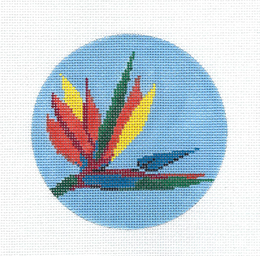 Flowers ~ Bird of Paradise Flower handpainted 4.25" Needlepoint Canvas from Danji