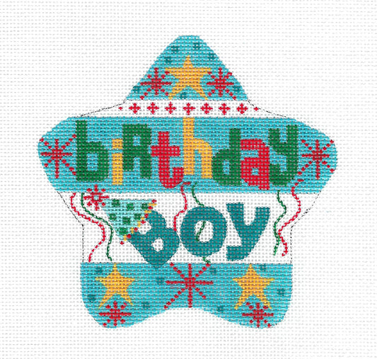 Children's ~ BIRTHDAY BOY STAR! Celebration on Handpainted Needlepoint Canvas by CH Designs from Danji