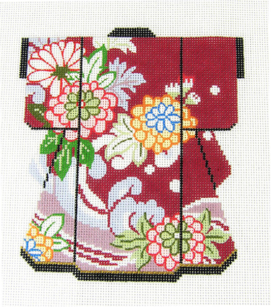 Kimono ~ Blossoms Medium Japanese Kimono handpainted Needlepoint Canvas 5"x 6" by LEE