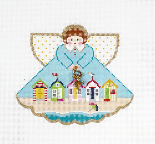 Angel ~ Cabana Beach Angel & Charms handpainted 18 mesh Needlepoint Canvas by Painted Pony