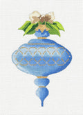 12 Month ~ Blue Zircon & Gold Month of DECEMBER Monthly Ornament & Stitch Guide Needlepoint Canvas by Kelly Clark
