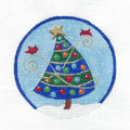 Christmas Tree ~ Cardinals with Christmas Tree with Ornaments handpainted Needlepoint Ornament by Juliemar