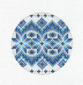 Round ~ Elegant Blue and Silver Bargello Ornament Needlepoint Canvas by Tanya Mertel ~ Danji
