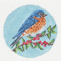 Bird canvas ~ Elegant Eastern Bluebird 4" Rd. Ornament handpainted 18 mesh Needlepoint Canvas by Needle Crossings