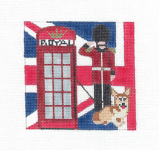 Travel ~ LONDON, ENGLAND 4" Sq. Travel Coaster Needlepoint Canvas by Melissa Prince