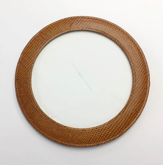 Accessory ~ Tan-Brown Leather Magnetic Coaster or Ornament Holder for Needlepoint Canvas by LEE