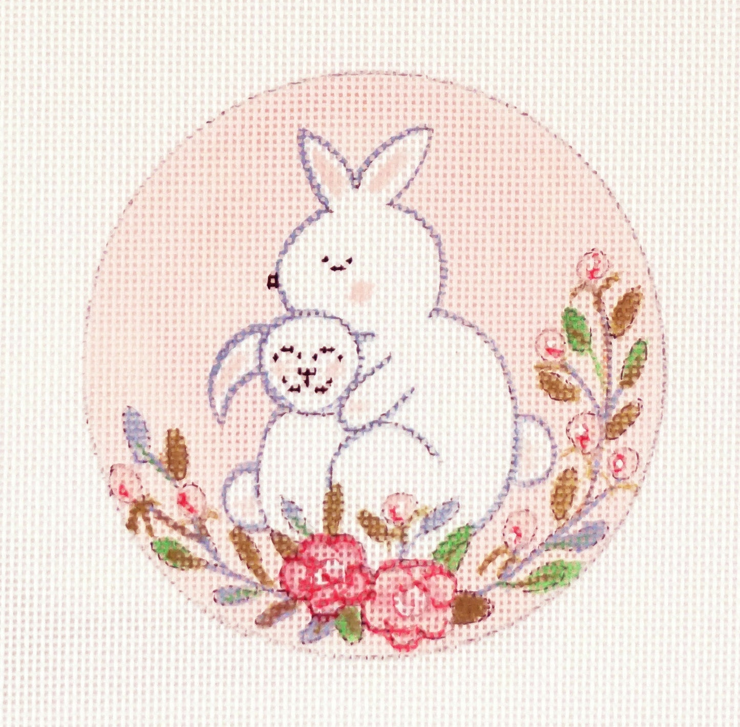 Mom & Baby Bunny LOVE handpainted 18 Mesh Needlepoint Canvas by Alice Peterson