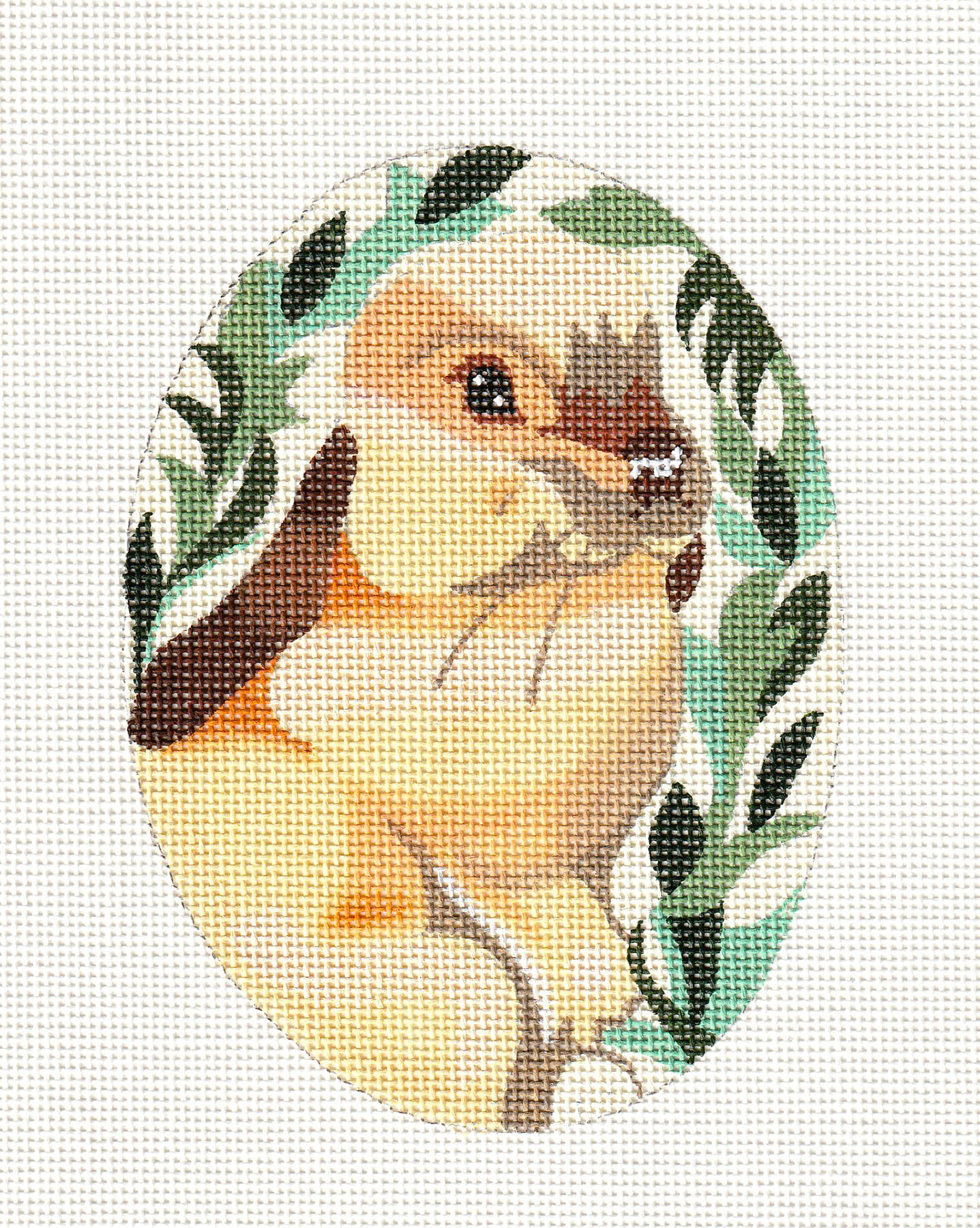 Canvas ~ Bunny Rabbit in Spring Greens handpainted Needlepoint Canvas by Melissa Prince