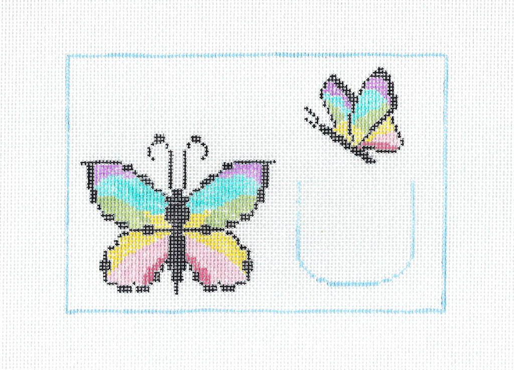 Tooth Fairy Canvas ~ Butterfly Tooth Fairy Pillow  2 Canvas SET, handpainted Needlepoint Canvas by Kathy Schenkel