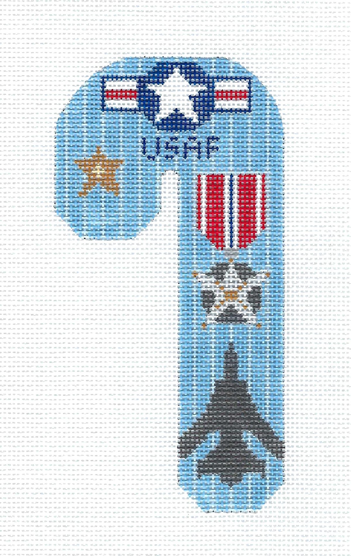 Candy Cane ~ U.S. AIR FORCE Military Medium Candy Cane handpainted Needlepoint Canvas CH Design ~Danji