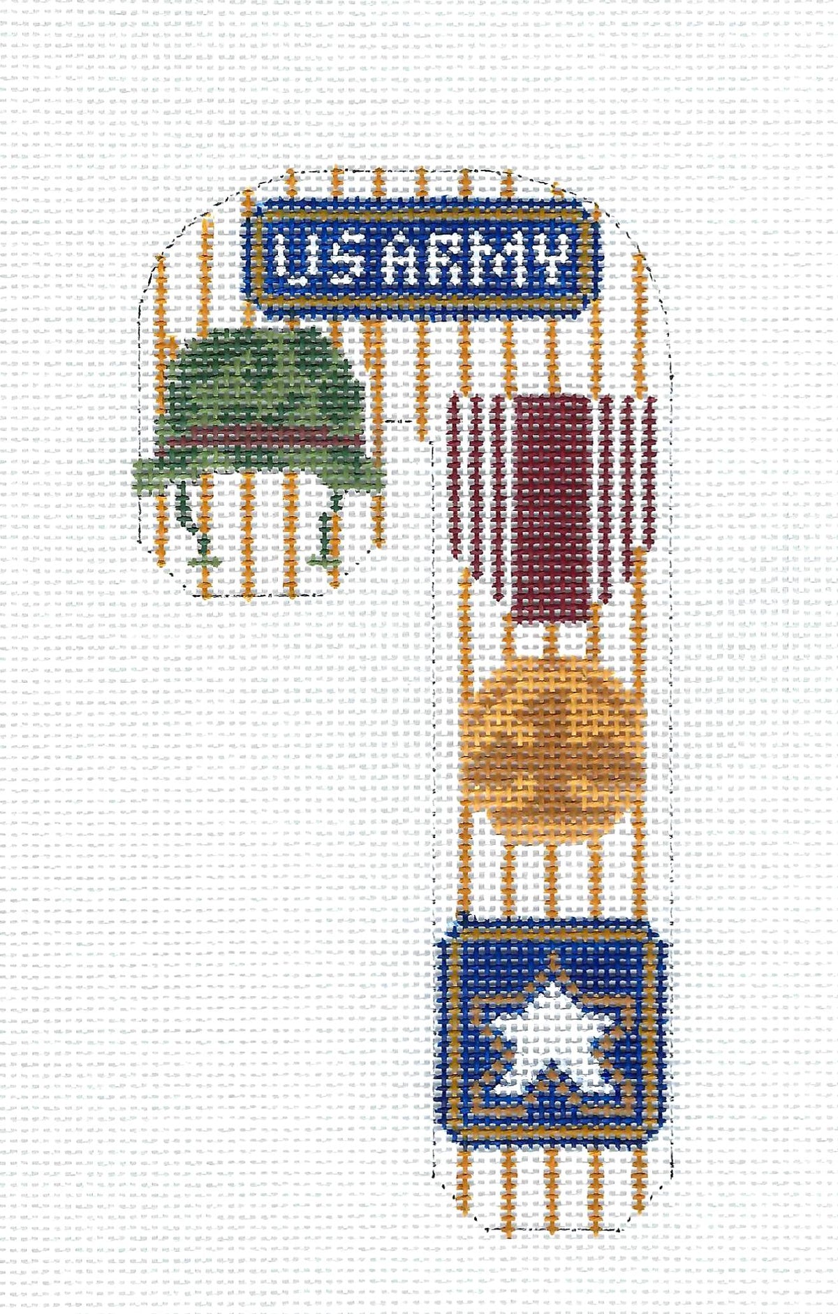 Candy Cane ~ U.S. ARMY Military Medium Candy Cane 18 mesh handpainted Needlepoint Canvas CH Design ~Danji