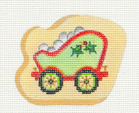 Train~Coal Car With Holly on hand painted Needlepoint Canvas~ by Strictly Christmas