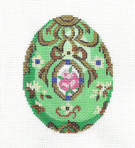 Faberge Egg ~ Elegant CAMEO Jewels Faberge EGG "EXCLUSIVE" handpainted Needlepoint Canvas Ornament by LEE