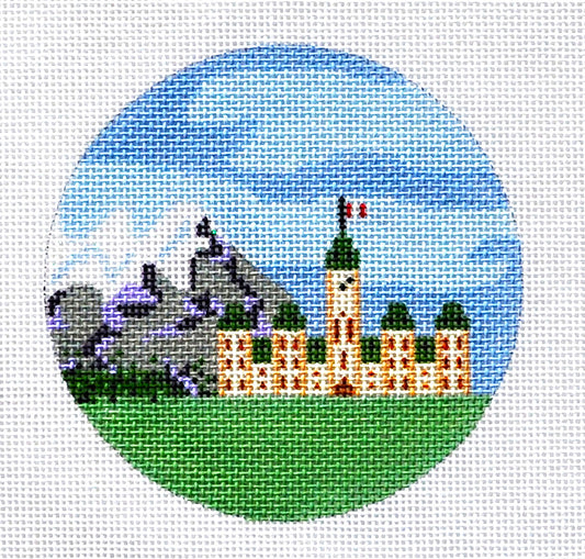 Round~4" Canada~ Destination round handpainted Needlepoint Canvas~by Painted Pony  **MAY NEED TO BE SPECIAL ORDERED**