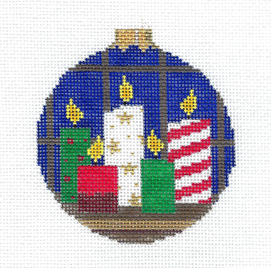 Christmas ~ Candles in the Window handpainted Needlepoint Ornament Canvas by Susan Roberts