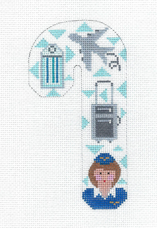 Candy Cane ~ Airline Stewardess Med. Candy Cane Profession handpainted Needlepoint Canvas by CH Designs ~ Danji