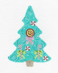 LG. Lollipop & Candy Cane Tree Ornament handpainted 18 Mesh Needlepoint Canvas by Kelly Clark
