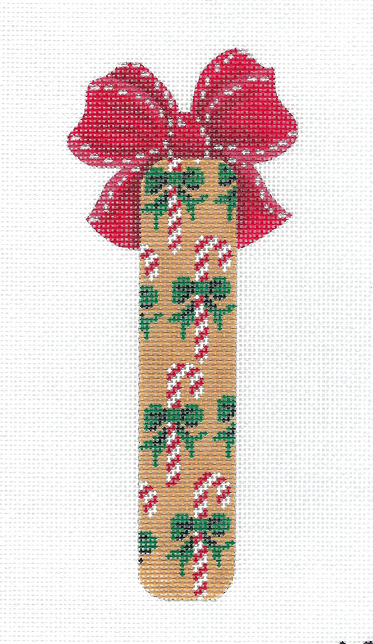 Candy Stick ~ Candy Canes with Bows Handpainted Candy Stick 18 mesh Needlepoint Canvas by Kelly Clark