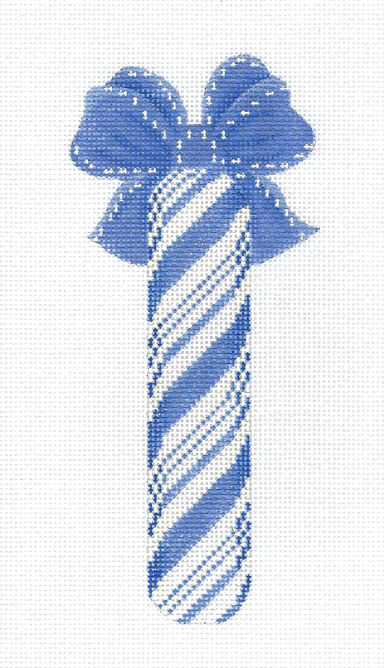 Candy Stick ~ Blue & White Candy Stick Periwinkle Handpainted 18 mesh Needlepoint Canvas by Kelly Clark