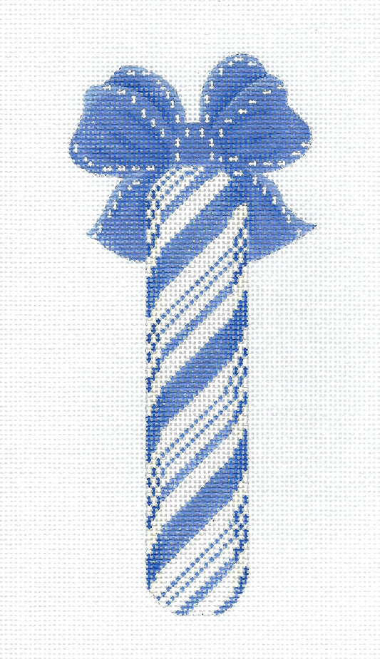 Candy Stick ~ Blue & White Candy Stick Periwinkle 18 Mesh handpainted Needlepoint Canvas by Kelly Clark