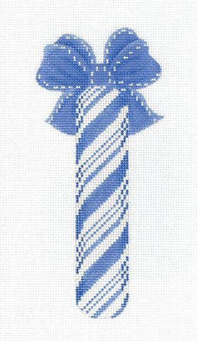 Candy Stick ~ Blue & White Candy Stick Periwinkle Handpainted Needlepoint Canvas by Kelly Clark