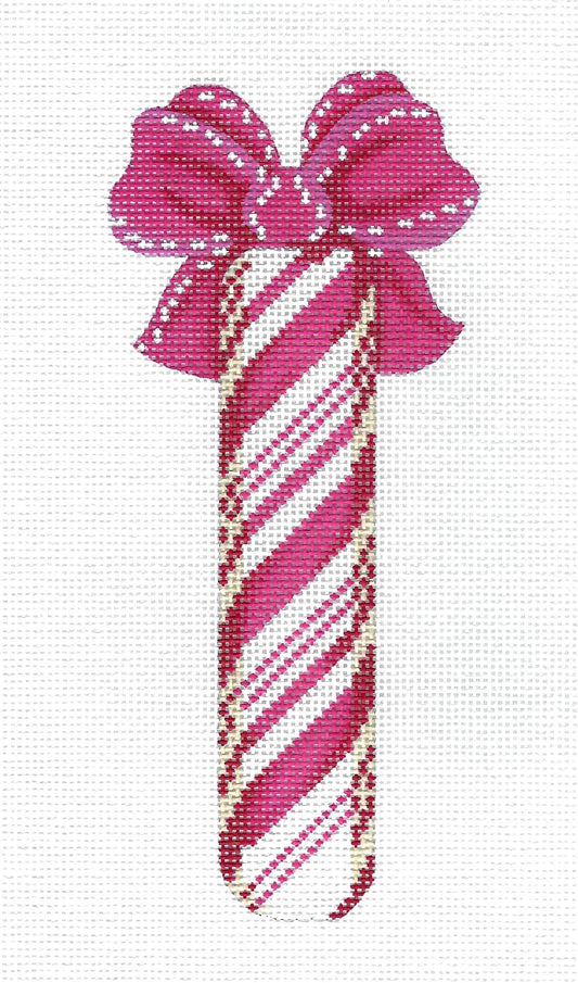 Candy Stick ~ Pink & White Candy Stick handpainted handpainted 18 mesh Needlepoint Canvas Kelly Clark