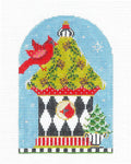 Kelly Clark ~  Cardinal's Christmas Birdhouse handpainted Needlepoint Canvas by Kelly Clark