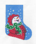 Mini Stocking ~ Snowman Catching Snowflakes Mini Stocking handpainted 18 Mesh Needlepoint Canvas by  LEE