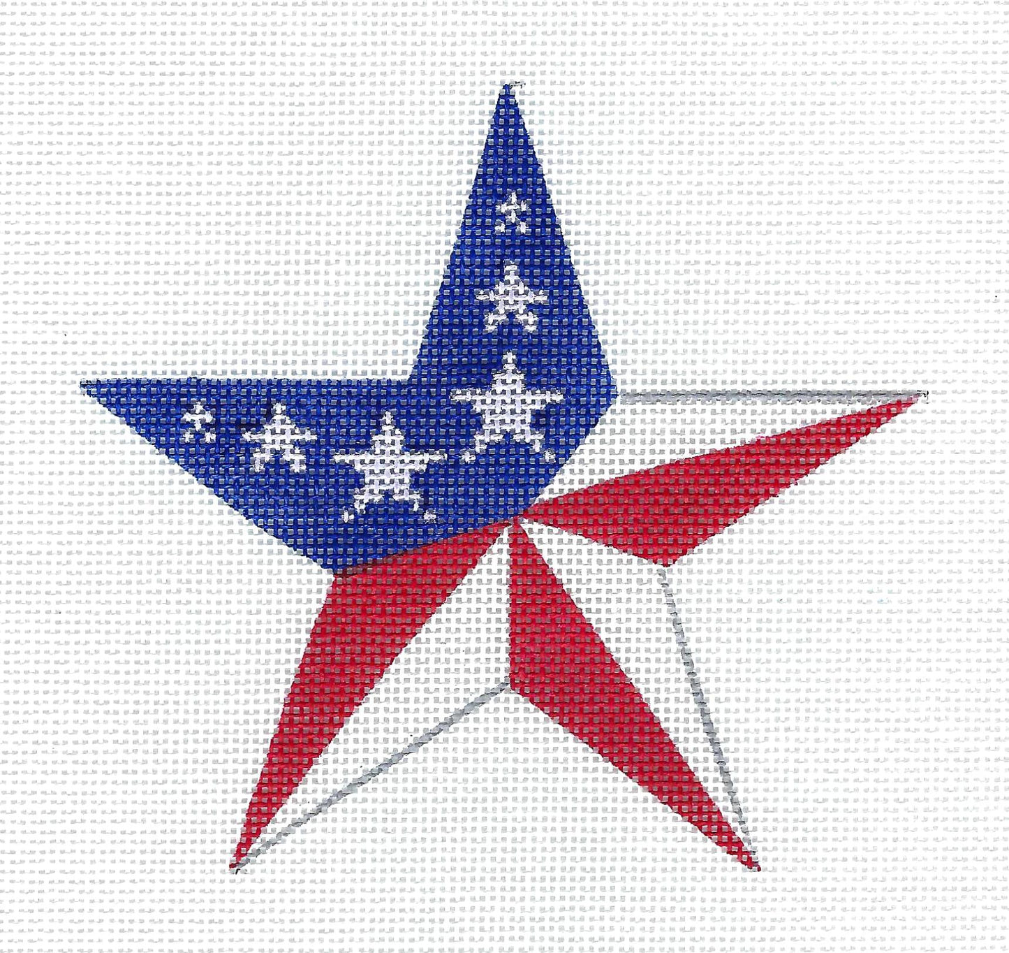 Patriotic ~ Center Point Star with Stars handpainted 18 mesh Needlepoint Ornament Canvas by Pepperberry