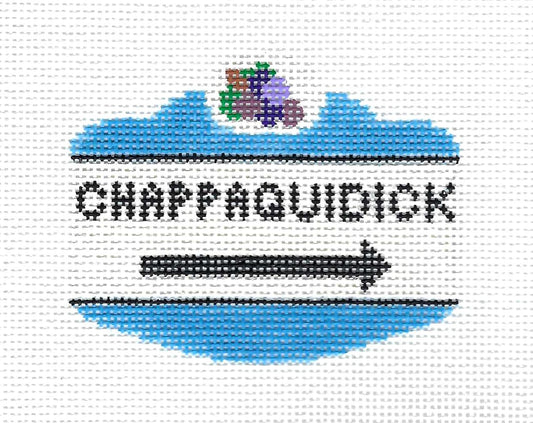 Travel Sign ~ Chappaquidick Island, MASS.  sign handpainted Needlepoint Canvas by Silver Needle