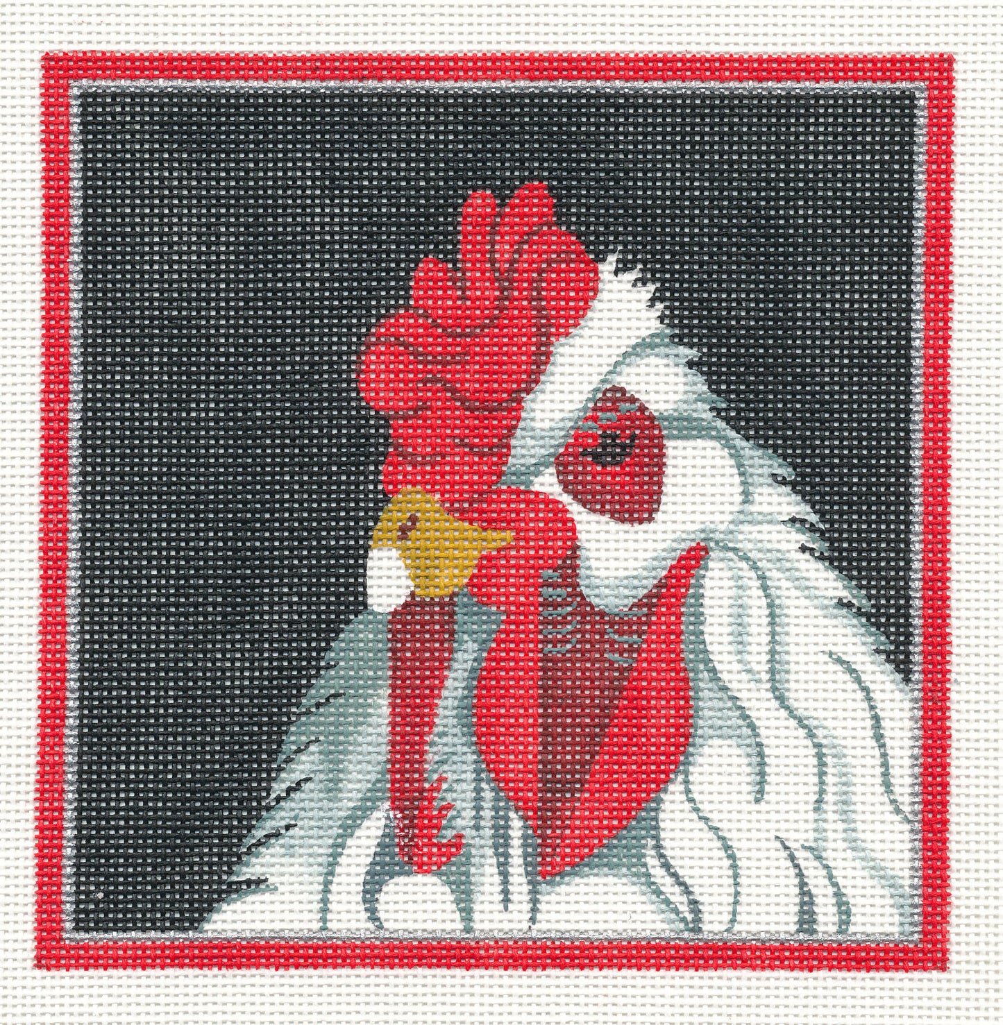 Canvas~White Chicken Square handpainted Needlepoint Canvas by Raymond Crawford