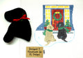 Canvas Set ~ 2 Dogs at the Door SET handpainted Needlepoint Mini Stocking & Dog SET by Kathy Schenkel