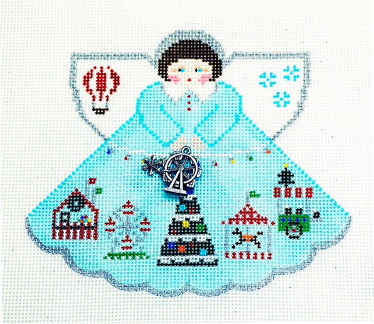 Angel ~ Christmas Festival Angel & Charms handpainted Needlepoint Ornament Canvas by Painted Pony