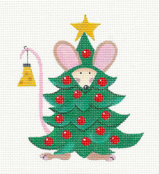 Mouse ~ Christmas Tree Mouse with Star handpainted Needlepoint Canvas by Lainey Daniels from Danji Designs