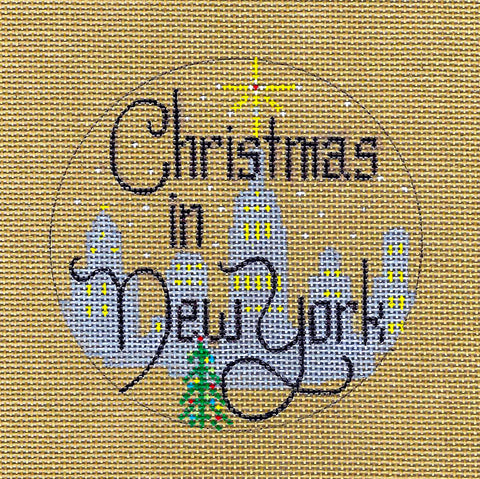 Travel Canvas ~ Christmas in New York City handpainted Needlepoint Canvas by Dee from Danji