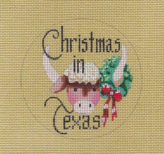 Travel Canvas ~ Christmas in Texas handpainted Needlepoint Canvas by Dee from Danji