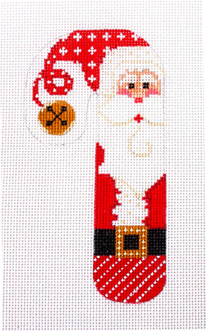Candy Cane ~ Classic Santa Medium Candy Cane Ornament handpainted Needlepoint Canvas by CH Designs from Danji