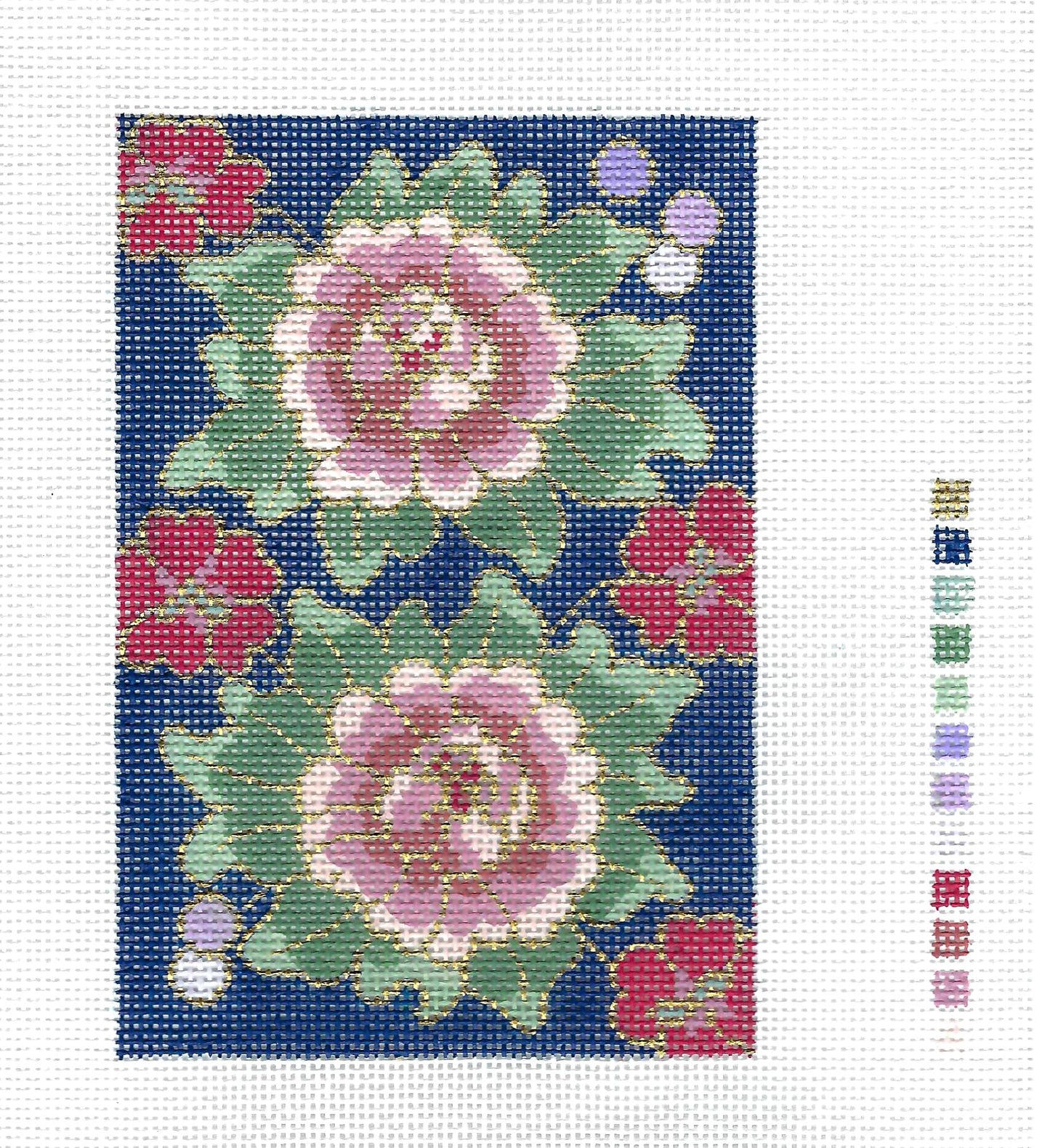 Canvas Insert ~ Cloisonné Peony Blossoms handpainted HP Needlepoint Canvas ~ BC Series by LEE