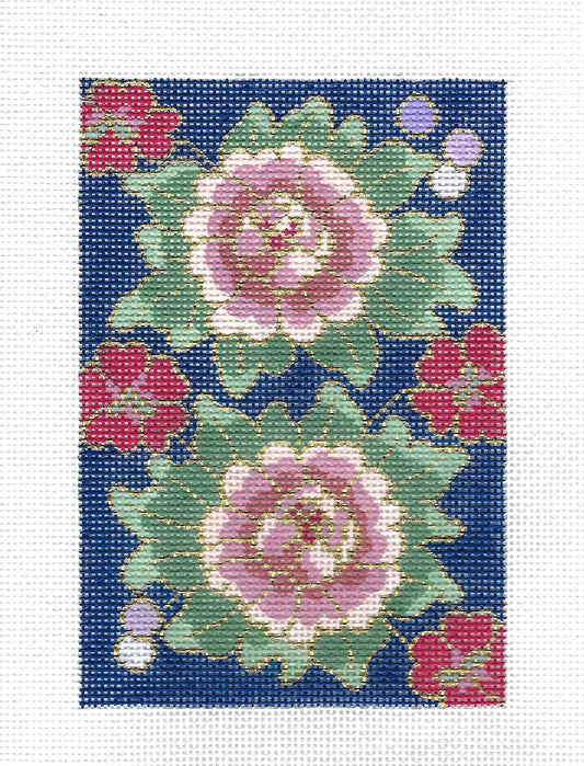 Canvas Insert ~ Cloisonné Peony Blossoms handpainted HP Needlepoint Canvas ~ BC Series by LEE