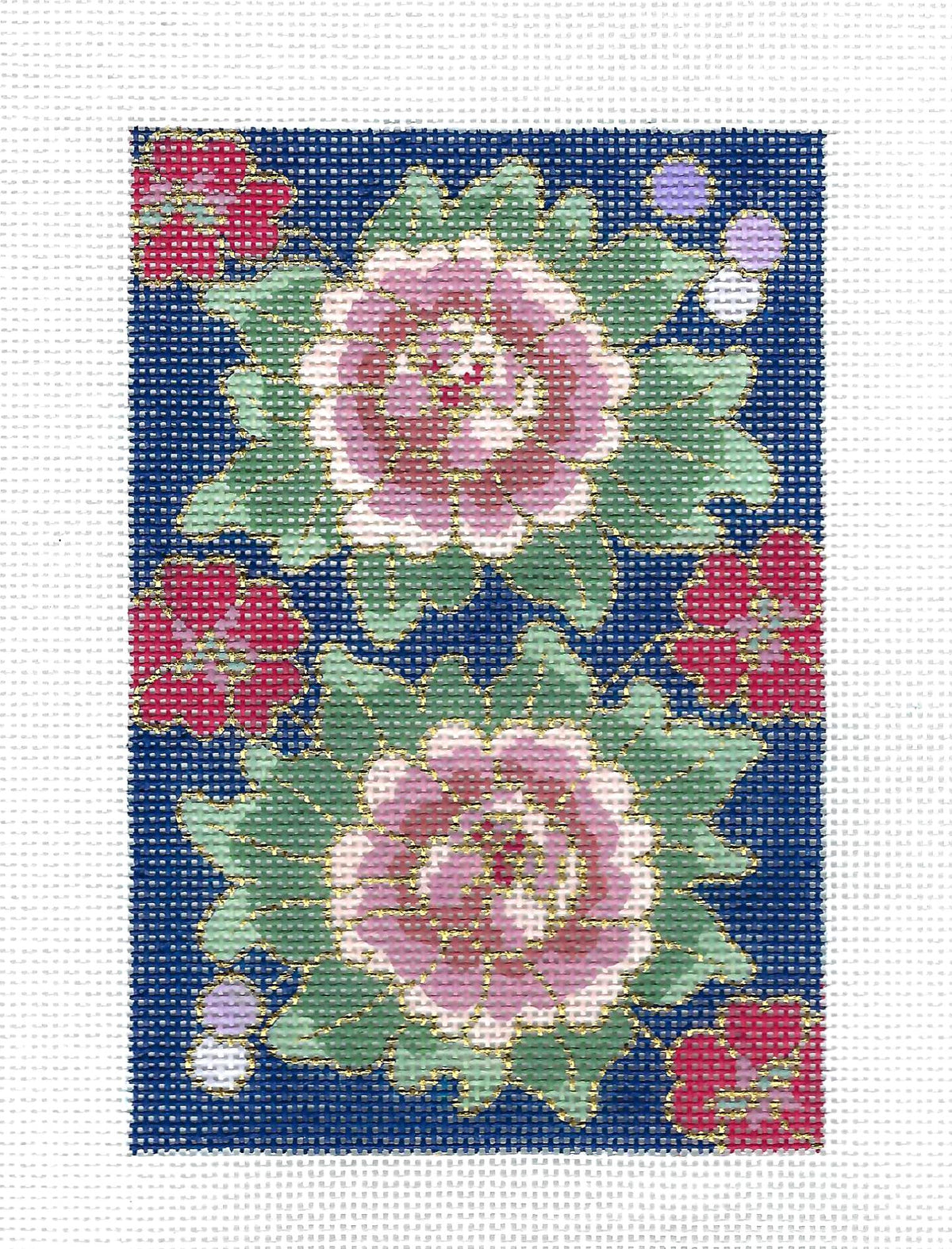 Insert ~ Cloisonné Peony Blossoms "BC INSERT" 18 Mesh handpainted Needlepoint Canvas by LEE