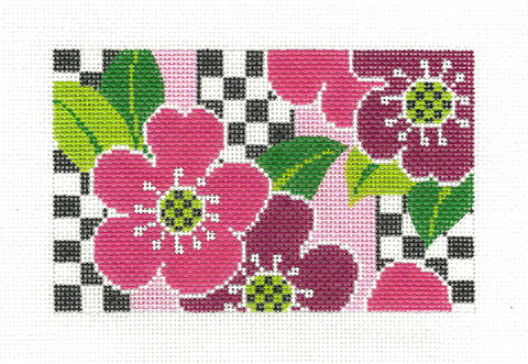 Canvas Insert ~ Contemporary Flowers & Checks Design ~ BD Insert ~ handpainted Needlepoint Canvas by LEE